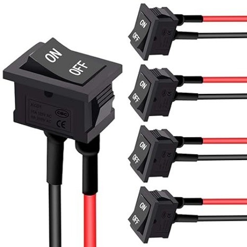 5Pcs Rocker Switch AC 6A/250V 10A/125V SPST 2 P Size: 5PCSStyle: Square-ON OFF