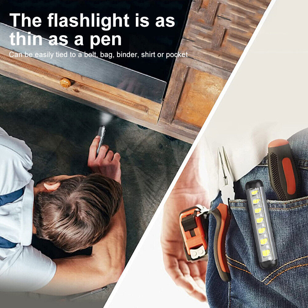 Pen Light Mini LED Magnetic Rechargeable Work Light Flashlights Pocket Light US