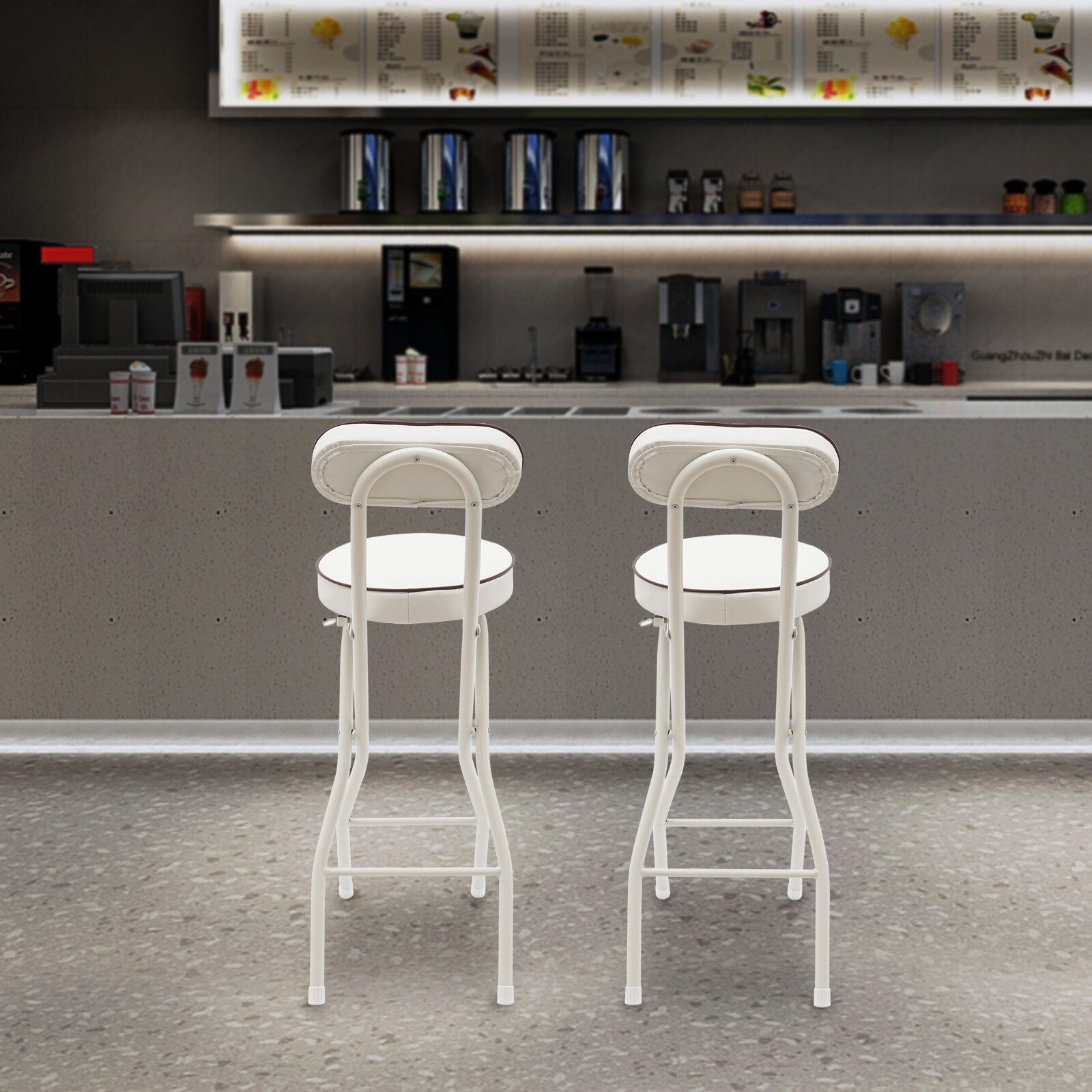 Bar Stool Folding Padded Seat Pu Cushion Barstool For Indoor Restaurant Cafe