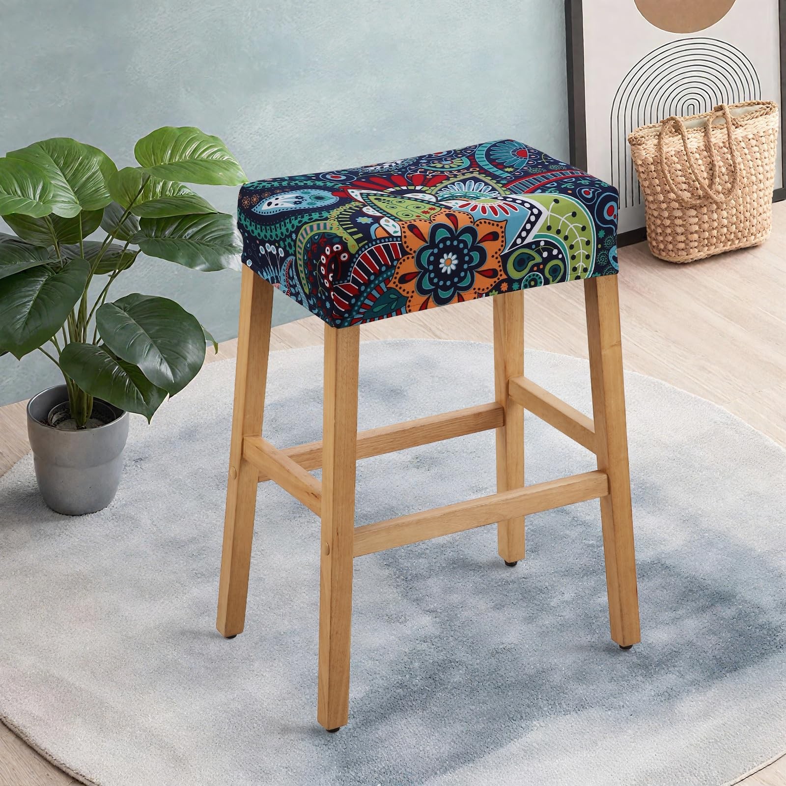 YISUN Stool Covers Rectangle - 2 Pack Stretch Waterproof Saddle Seat Cover Co...
