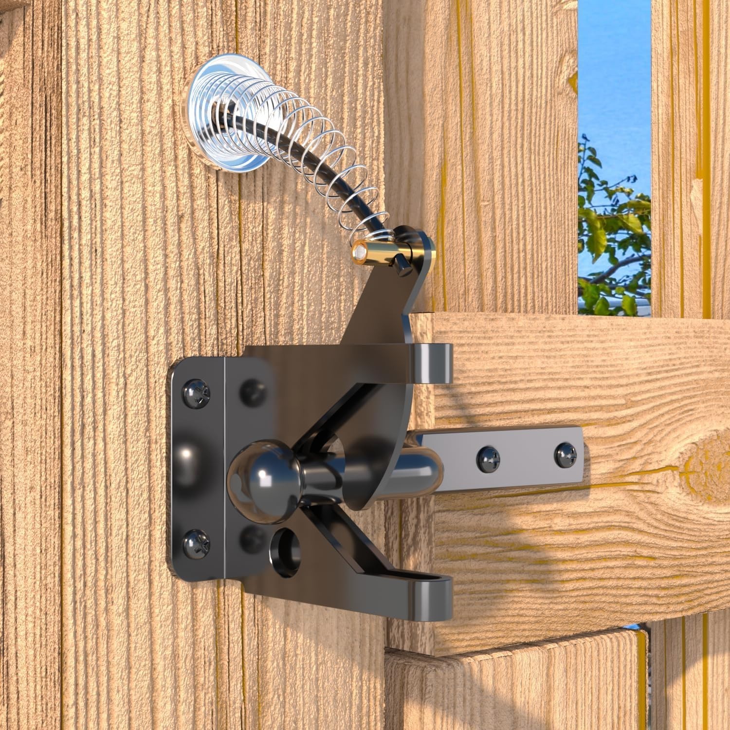 Black Gate Latch Set with Spring Cable Pull – Secure & Durable 4-Pack