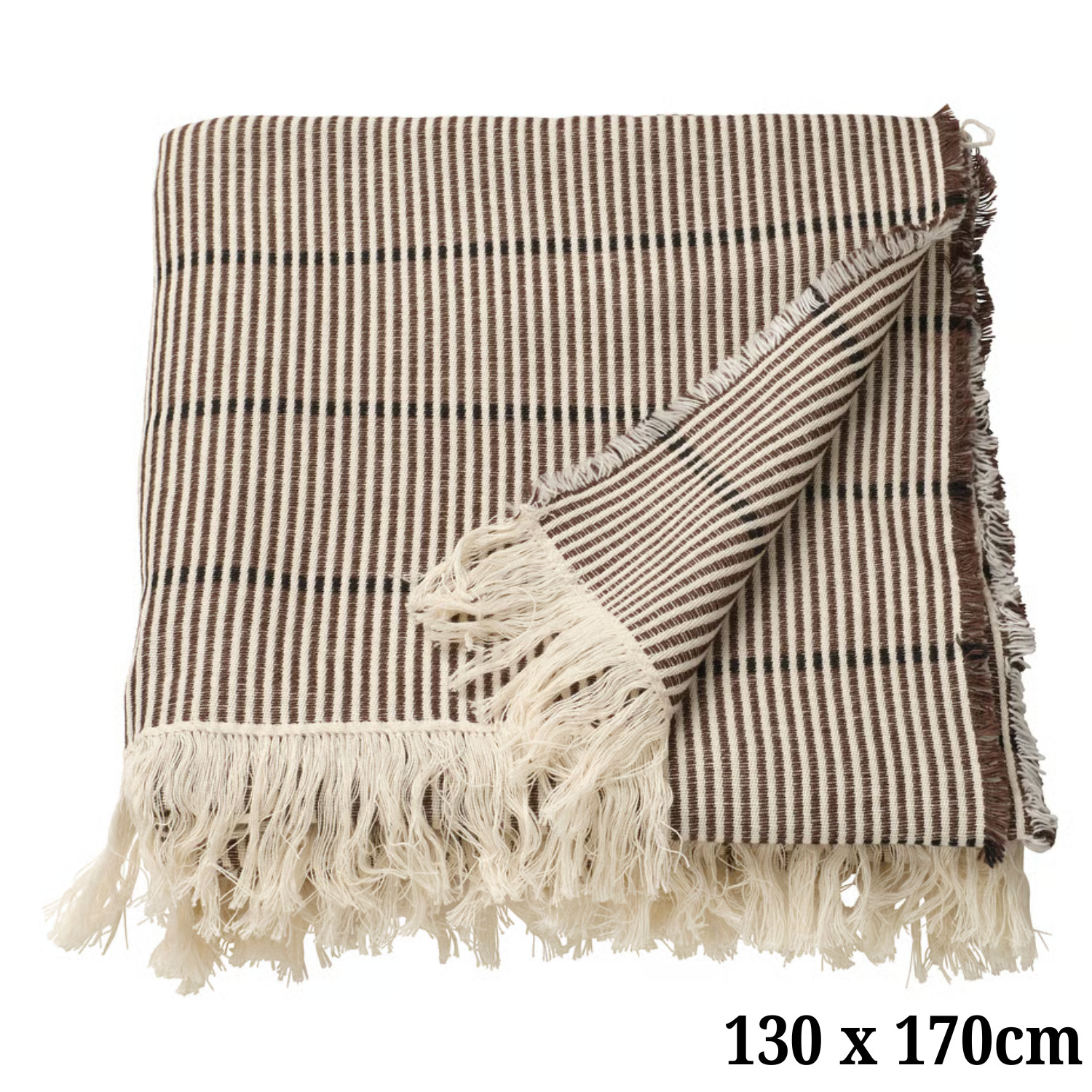 IKEA LAPPKATTFOT woven cotton Throw brown/black 130x170 cm