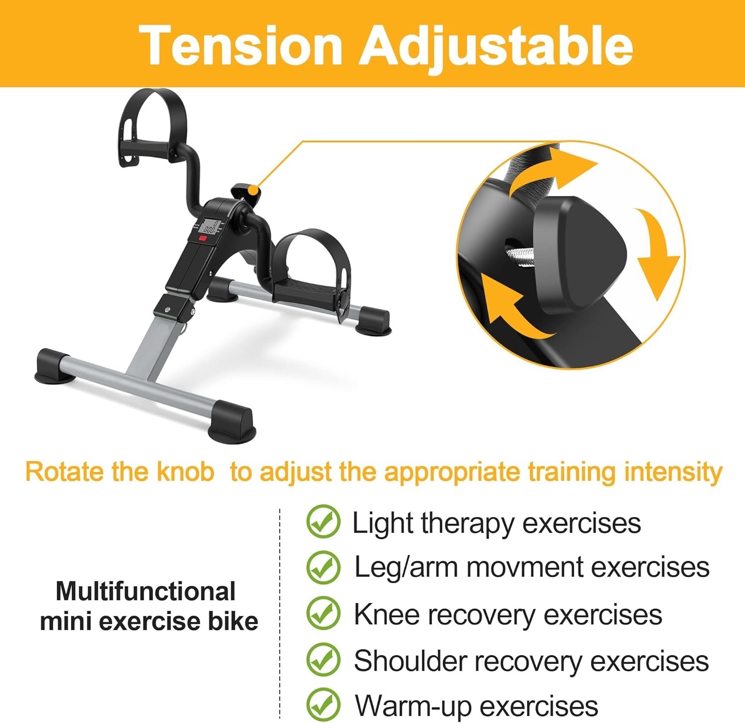 Foldable Under Desk Mini Bike - Smart Pedal Exerciser for Home & Office