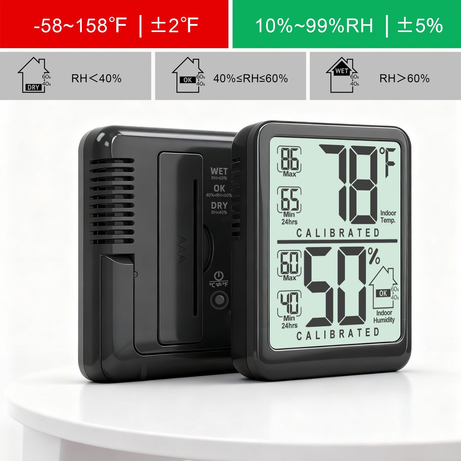 2-Pack Room Thermometer, Digital Small Hygrometer Indoor Thermometer Humidity...
