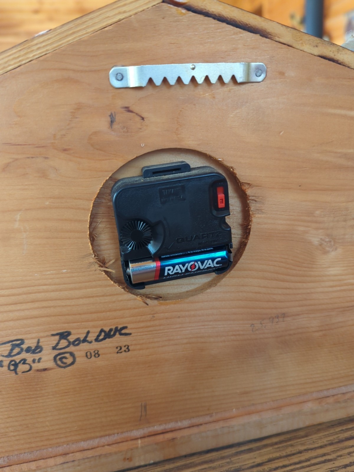 1993 Bob Bolduc Folk Art Hillbilly Heaven Log Cabin Wall Mantle Clock 15.5"x9.5"