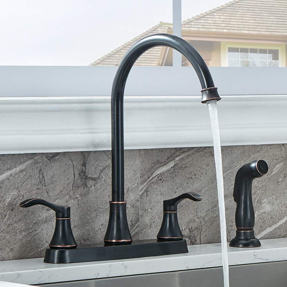 3 Hole Or 4 Hole 2 Handle Kitchen Faucet With Side Sprayer Commercial Leadfree O