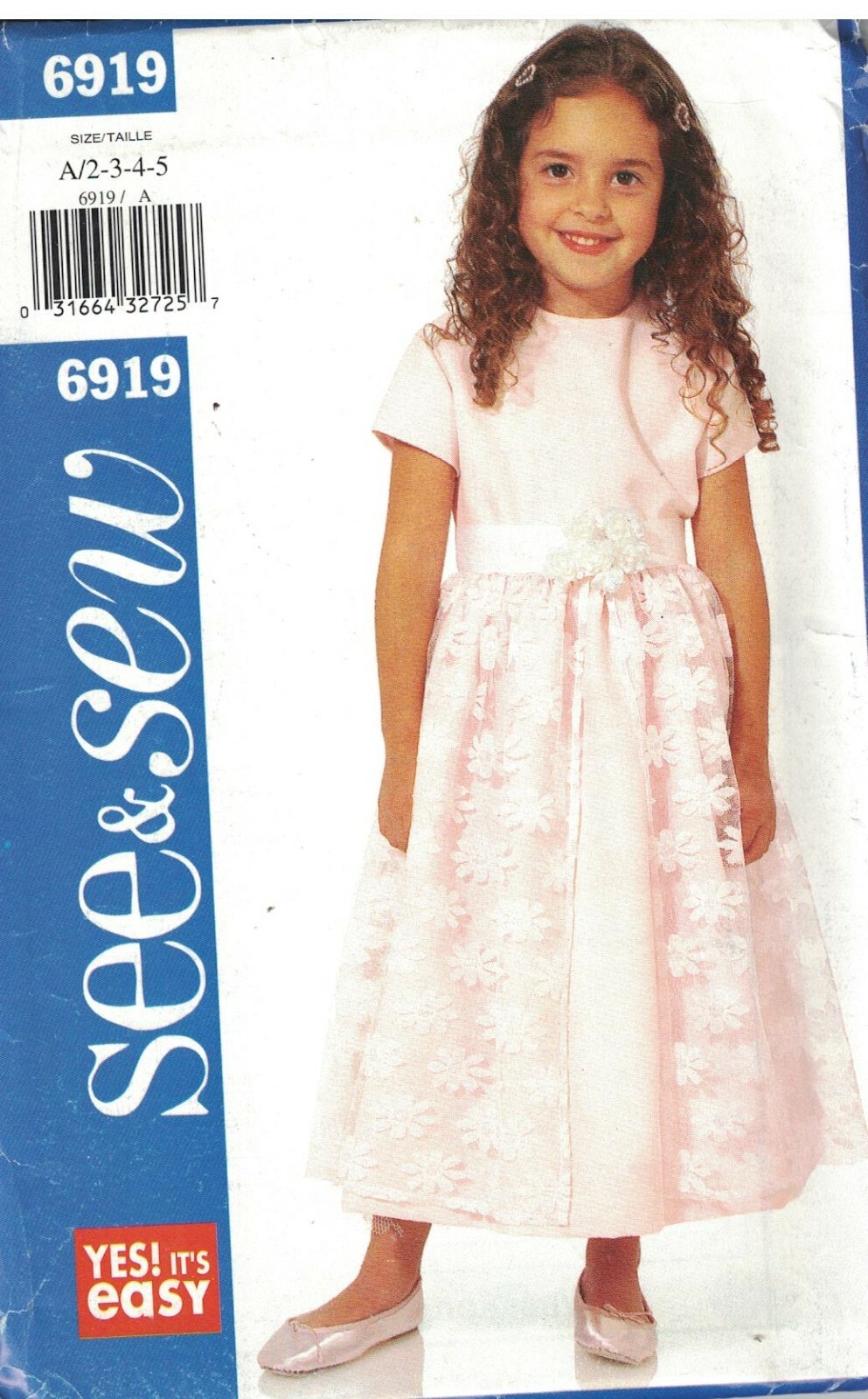 6919 UNCUT Vintage Butterick SEWING Pattern Girls Fitted Dress Overskirt Easter