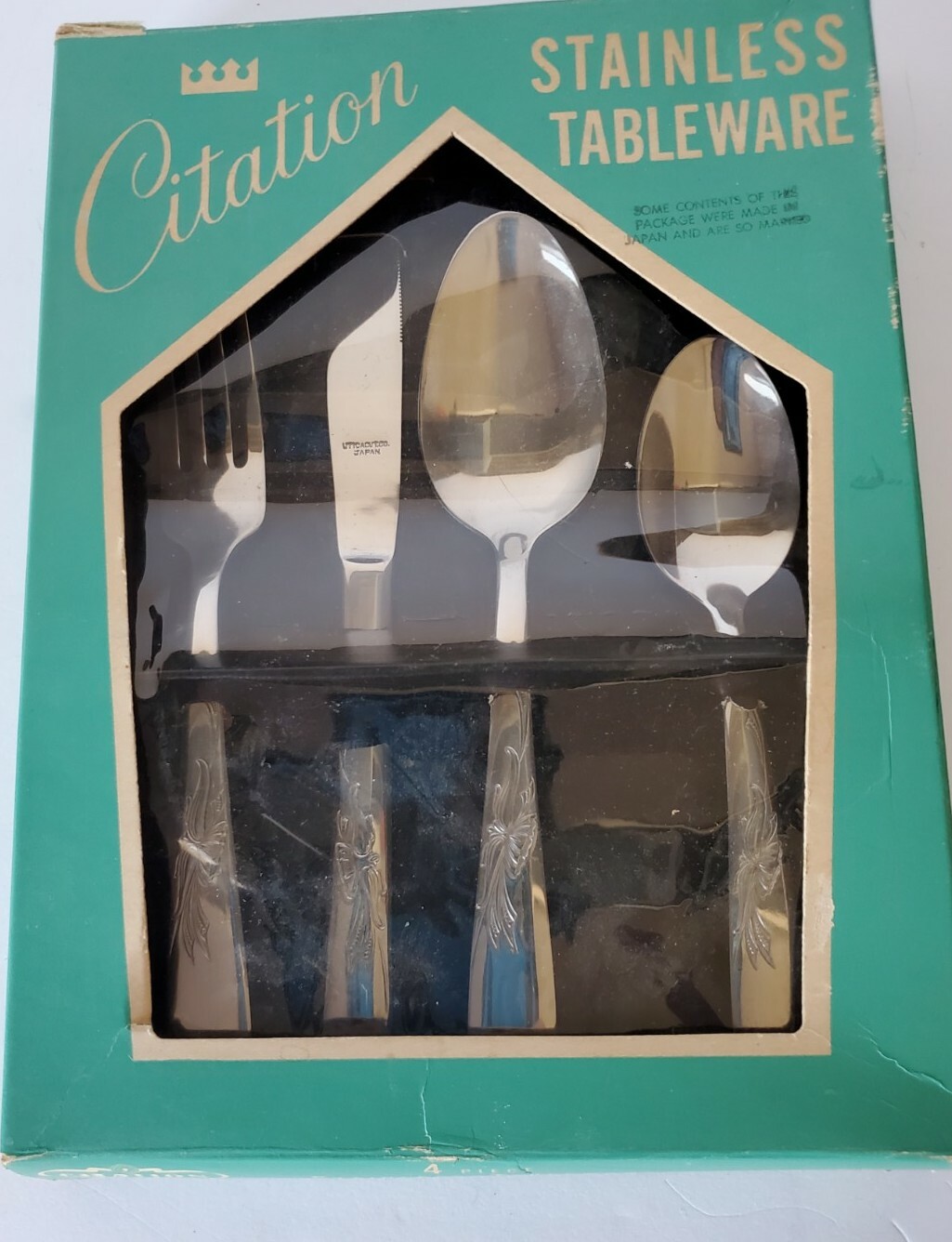 Vintage NIB Citation Stainless USA Tableware 4 Piece Setting Fork Knife Spoons