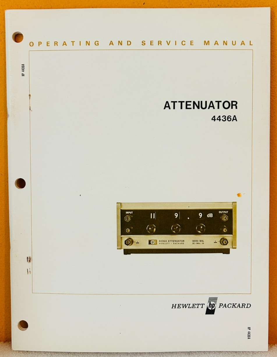 HP 04436-99001 1972 Model 4436A Attenuator Operating & Service Manual.