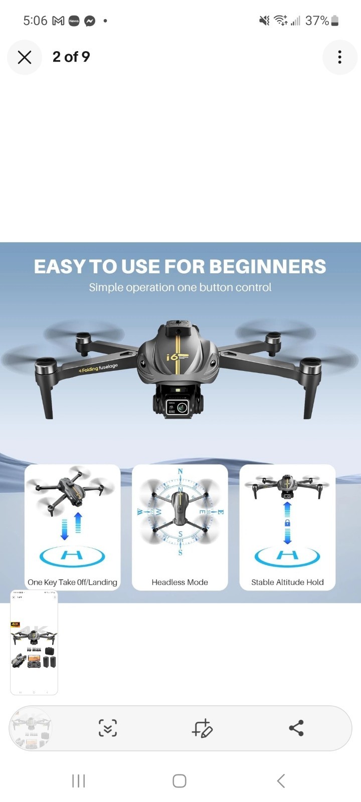 i6 Max RC Drone Dual Camera 4K HD Night Vision Obstacle Avoidance with 2 Battery