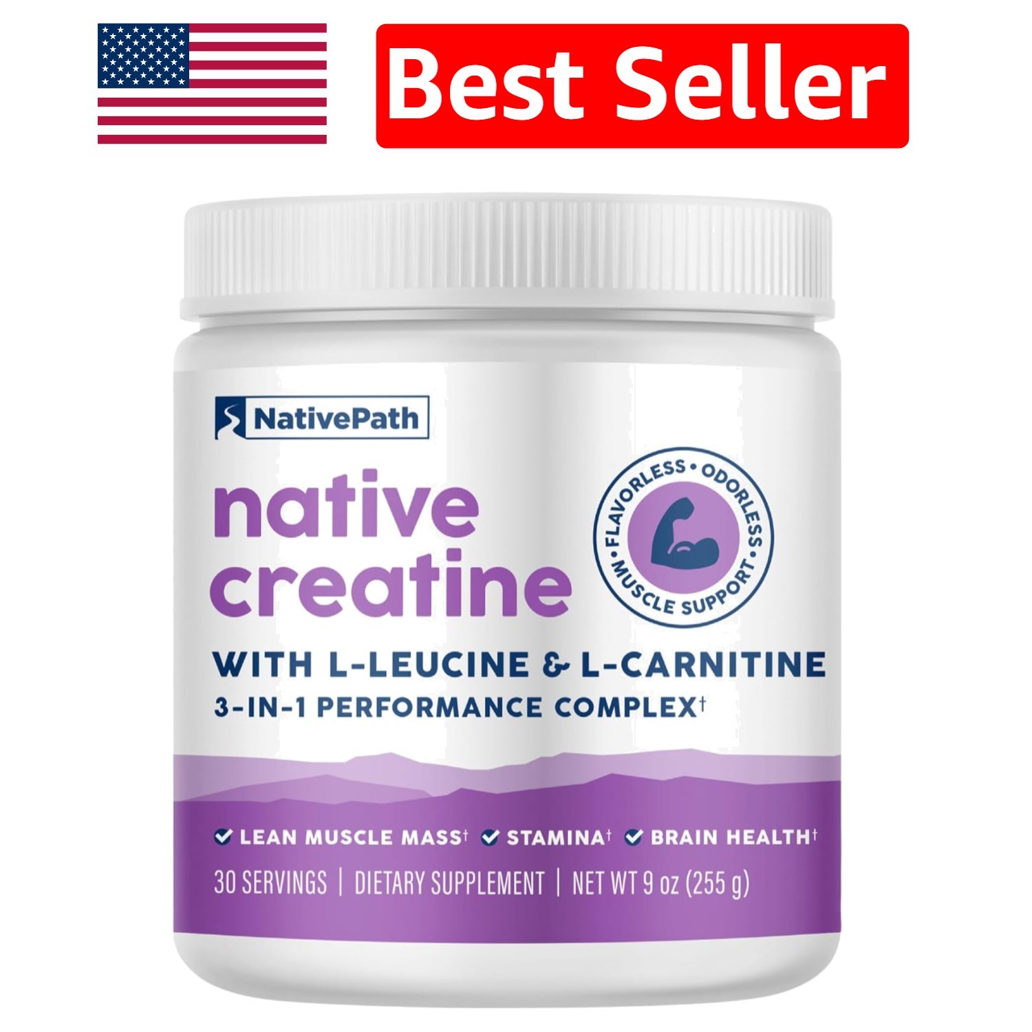 Creatine Monohydrate Powder with L-Leucine & L-Carnitine - 30 Servings