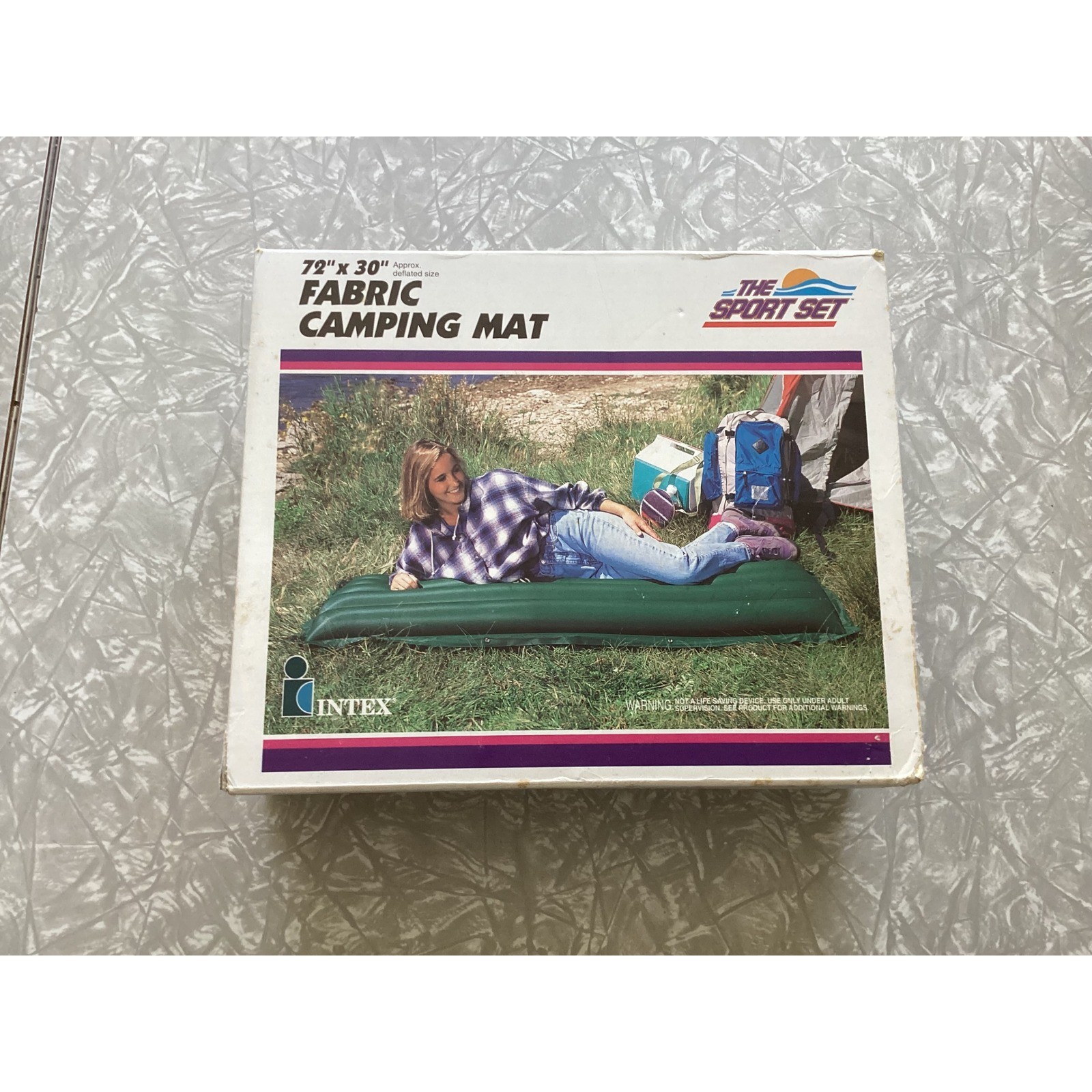 Vintage 1994 Intex The Sport Set Fabric Camping Mat Green Inflatable 72x30 68730
