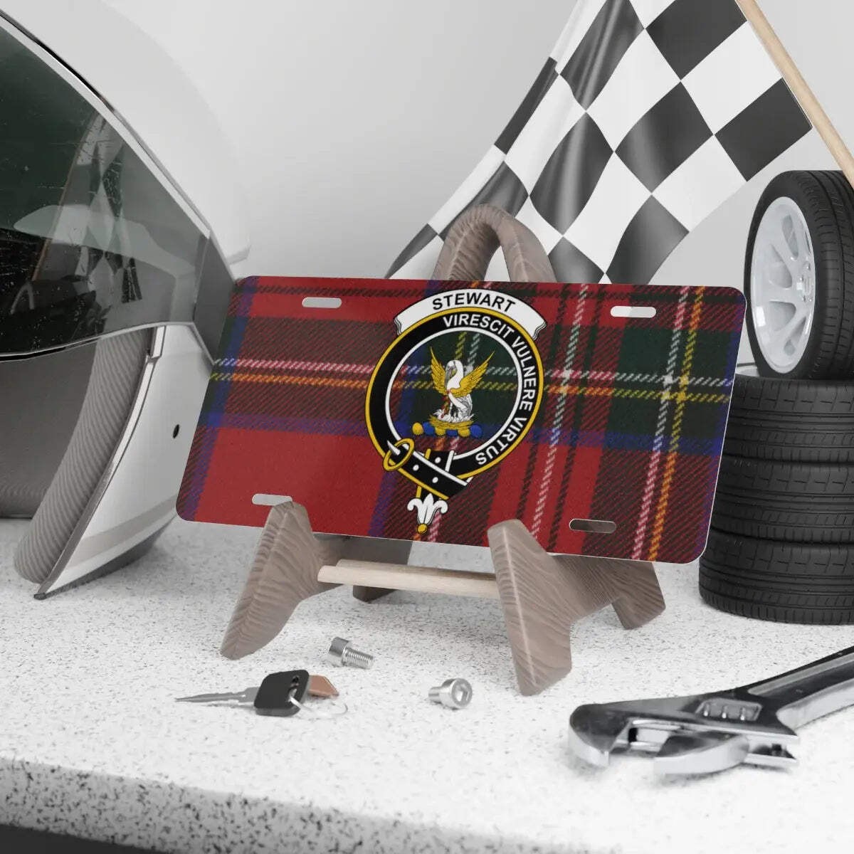 Clan Stewart Crest Tartan Novelty License Plate