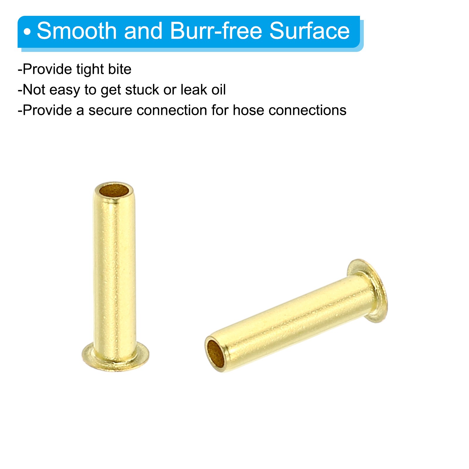 60Pcs Brass Compression Insert Compression Insert Tube Support for 3/16" OD Tube