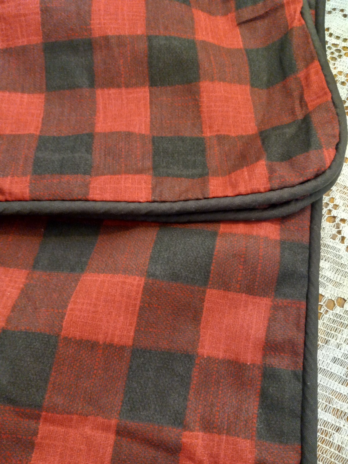King Pillow Shams Red & Black Set of 2 Plaid Cotton Polyester Blend New Sonoma
