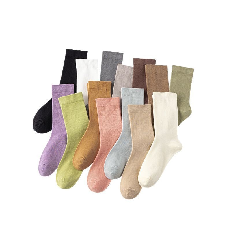5 Pairs Women Cotton Stretch Mid Tube Calf Socks Elastic Breathable Sports Socks
