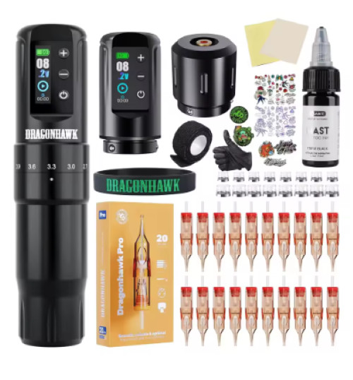 Dragonhawk Tattoo Kit Full Set Atom2 Pro 7 Strokes Wireless Battery Tattoo Machi