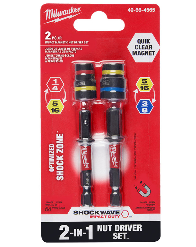 Milwaukee SHOCKWAVE Impact Duty QUIK-CLEAR 2-in-1 Magnetic Nut Driver Set - 2Pc