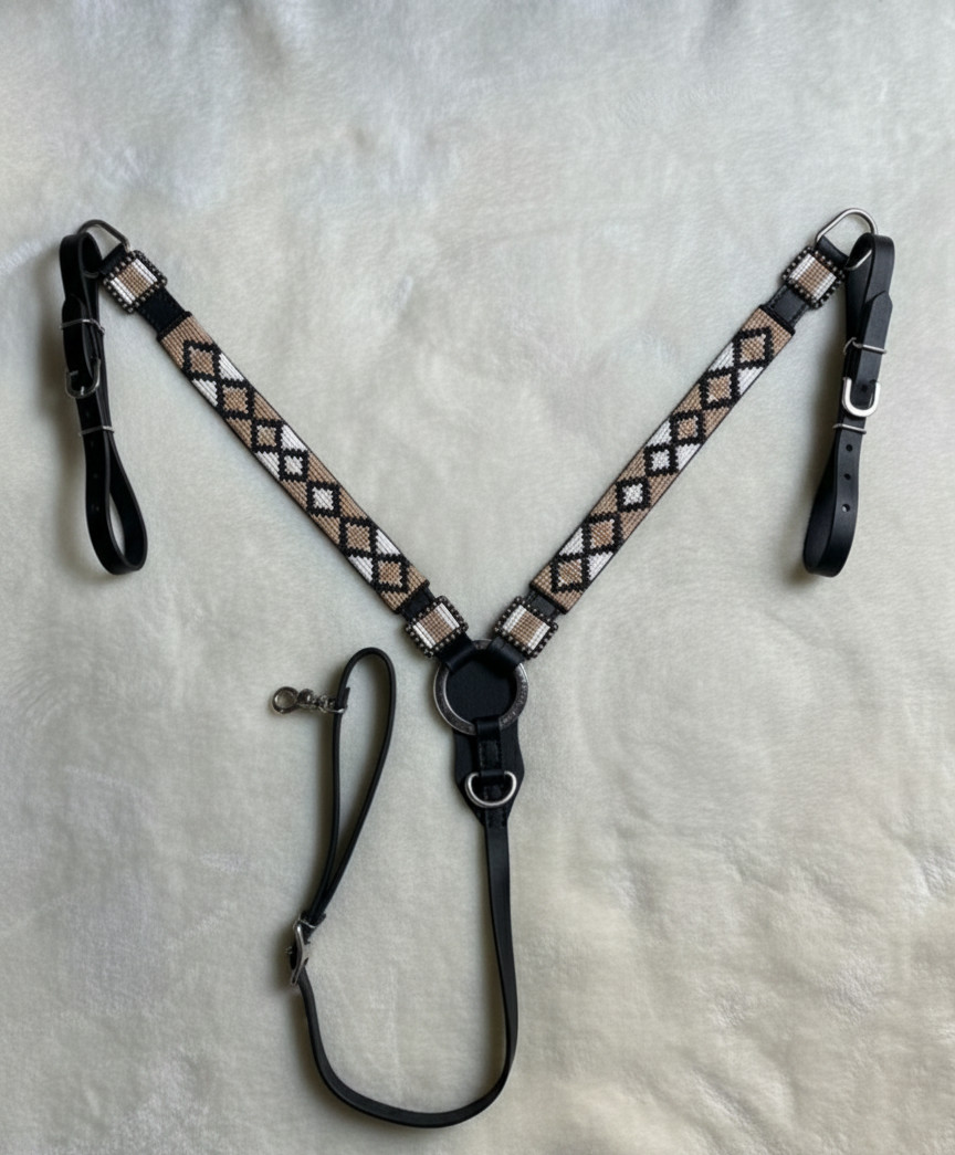 Martin Saddlery Western Premium Leather Equestrian Bead Headstall, Breast Collar