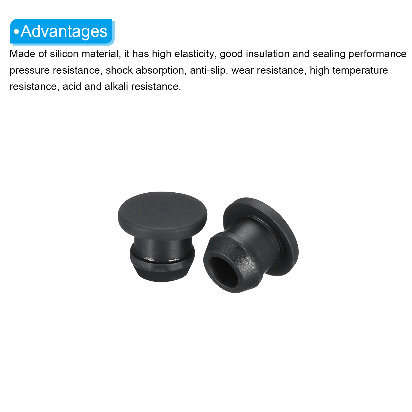 20pcs Silicone Hole Plugs Flush Type Panel Round Hole Plugs 8mm Diameter Black