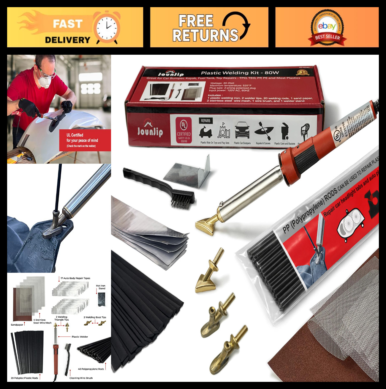 Deluxe Plastic Welding Kit - 80W Professional Welder for Automotive, Bumper, Kay