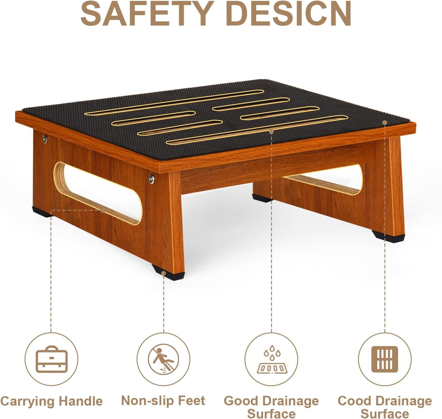 Step Stool, Bed Steps for High Beds Adults with 5.5 Inches, Brown