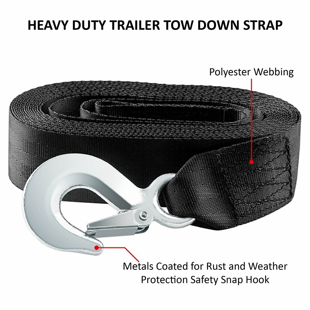 Heavy Duty 2" x20' Recovery Tow Winch Strap Car Boat Trailer 10,000Lb Max Towing