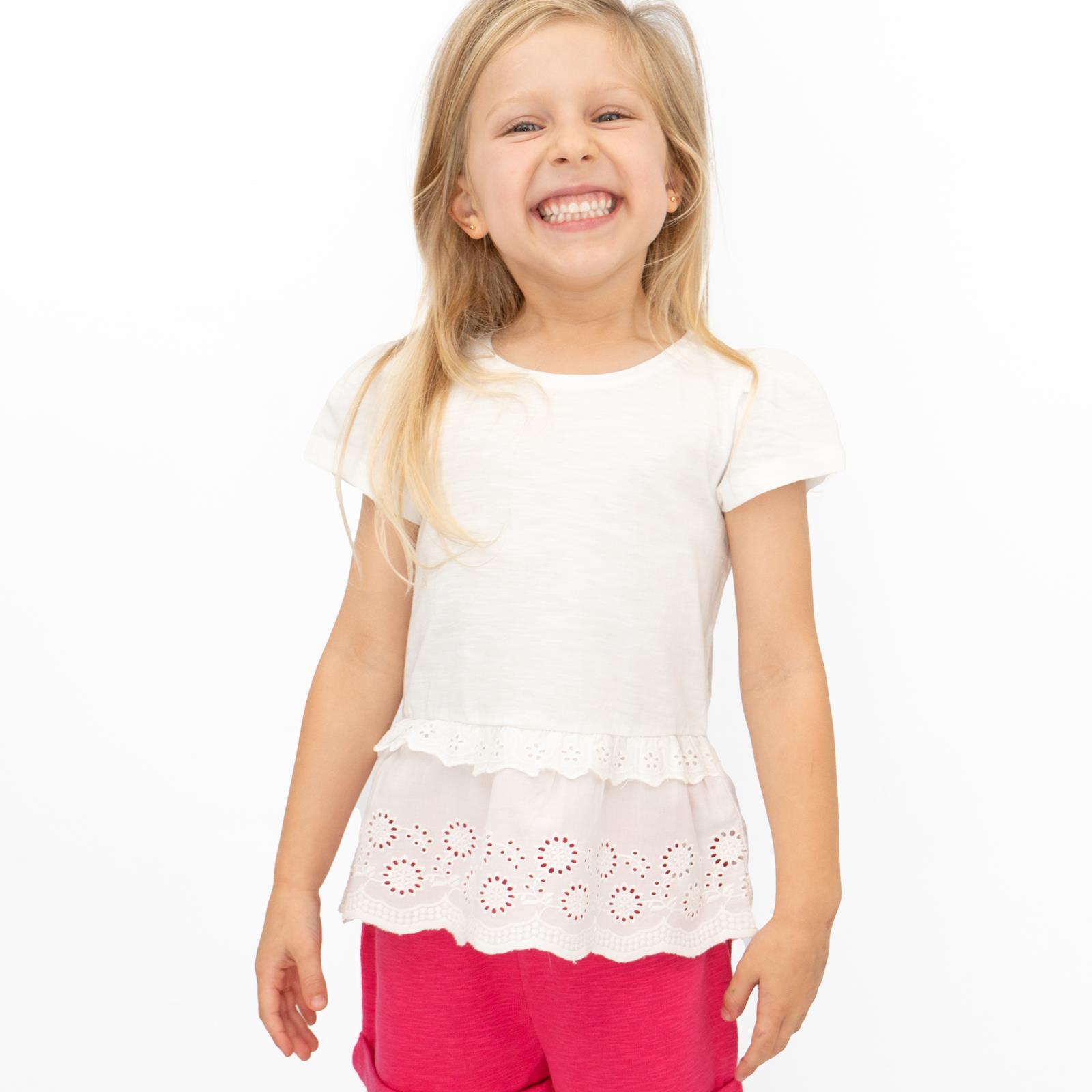 Girls Dress Top White Kids Cotton Round Neck Summer Holiday 6-12 Months