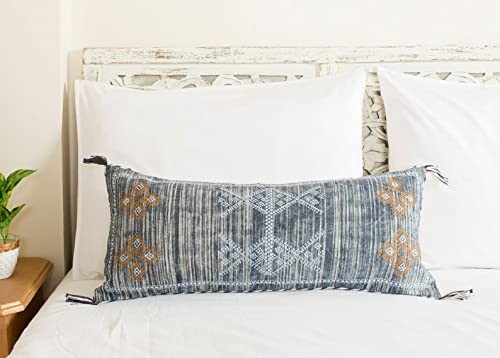Extra Long Lumbar Pillow Cover (12 X 28 inches) | Hand Woven Cactus Silk Pill...