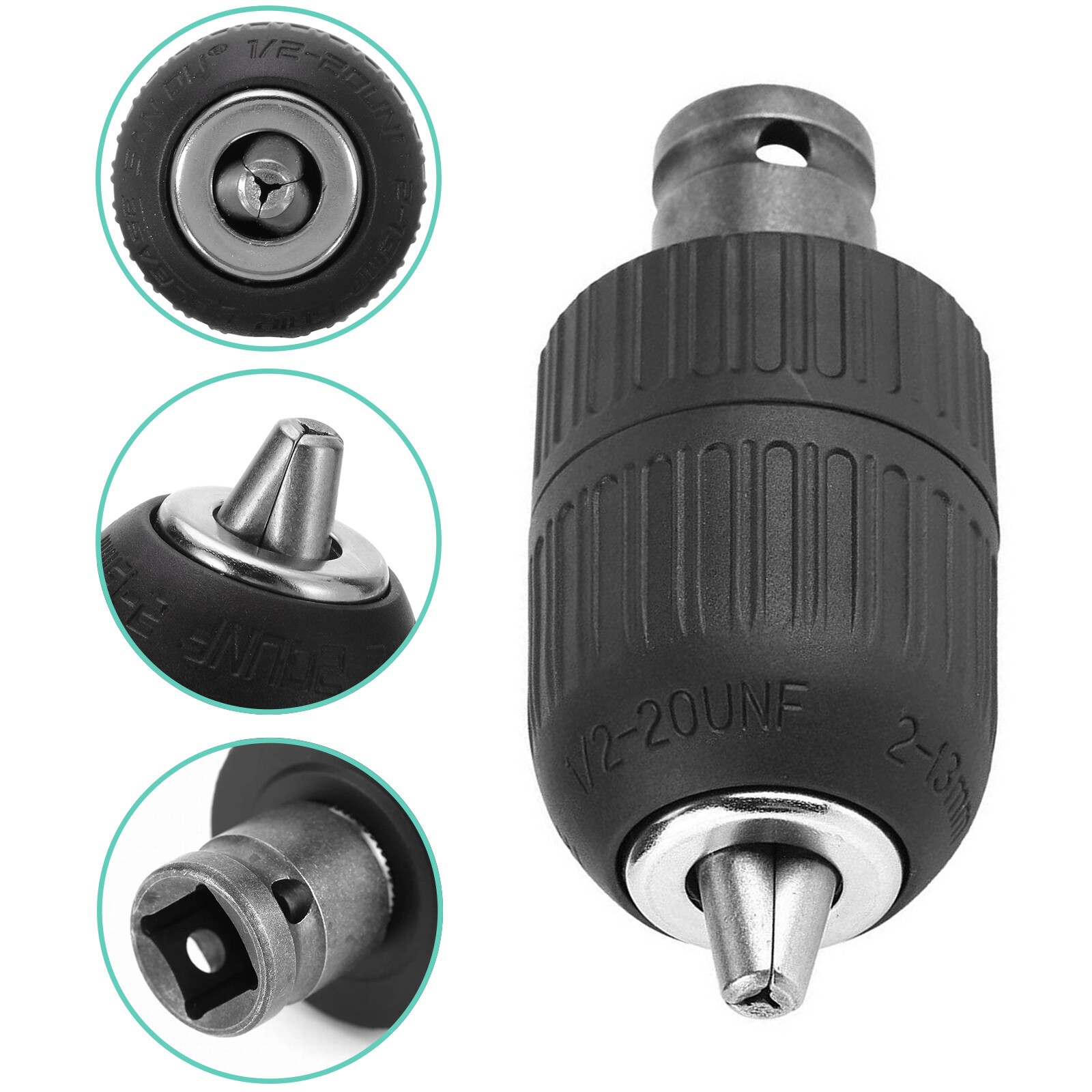 Keyless Drill Chuck Adapter+1/4" Hex Shank Quick Change Drill Bit Adapter Driver