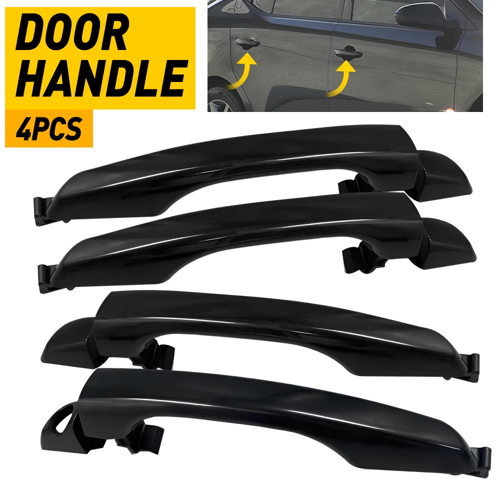 4x Black Outside Door Handle Left Right Front Rear For 2017-2020 Hyundai Elantra