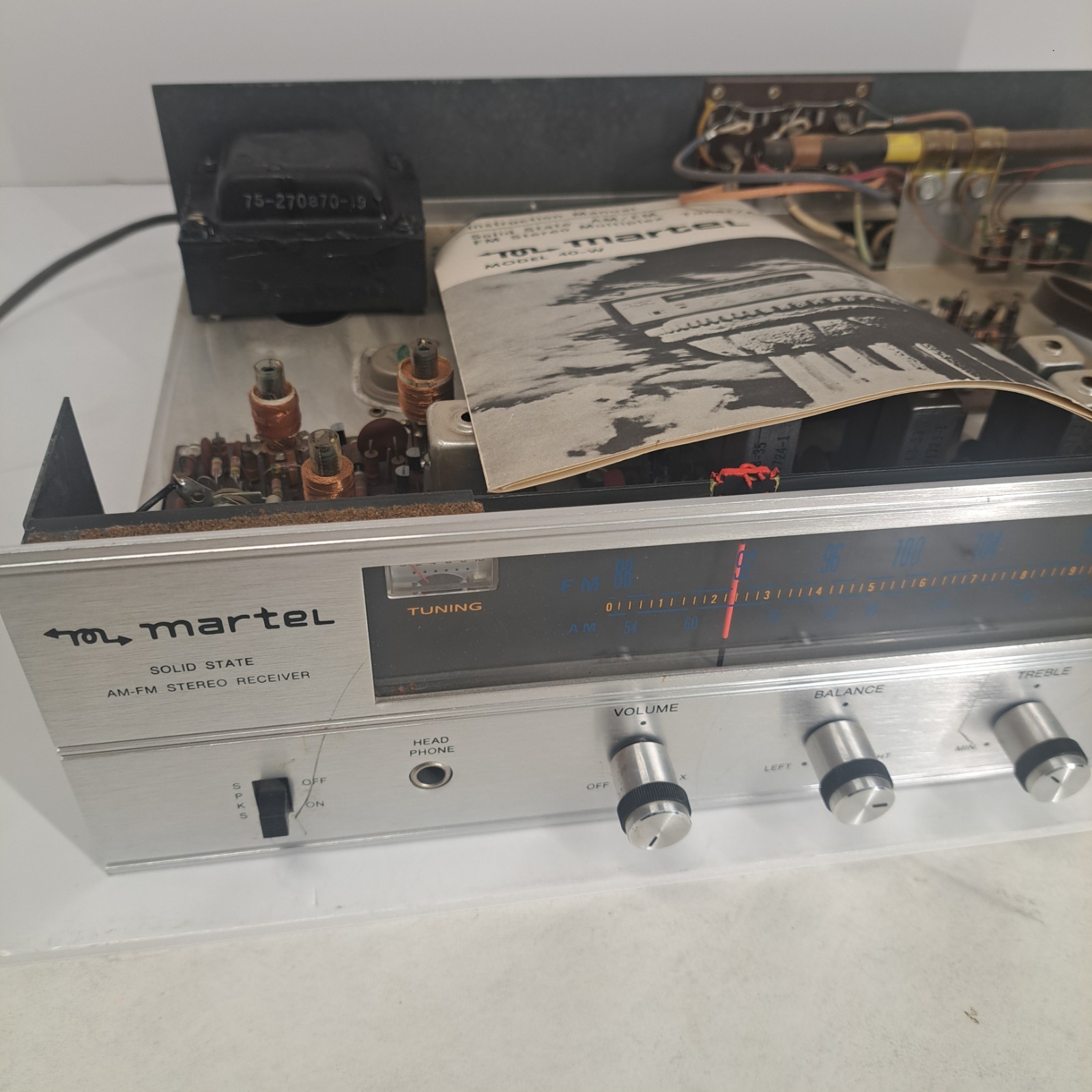 1969 Martel AM-FM  Stereo Receiver Model 40-W VINTAGE parts/repair w/manual RARE