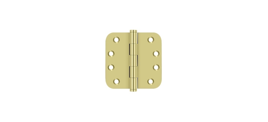 4" x 4" x 5/8" Radius Hinges Residential in Polished Brass Pair