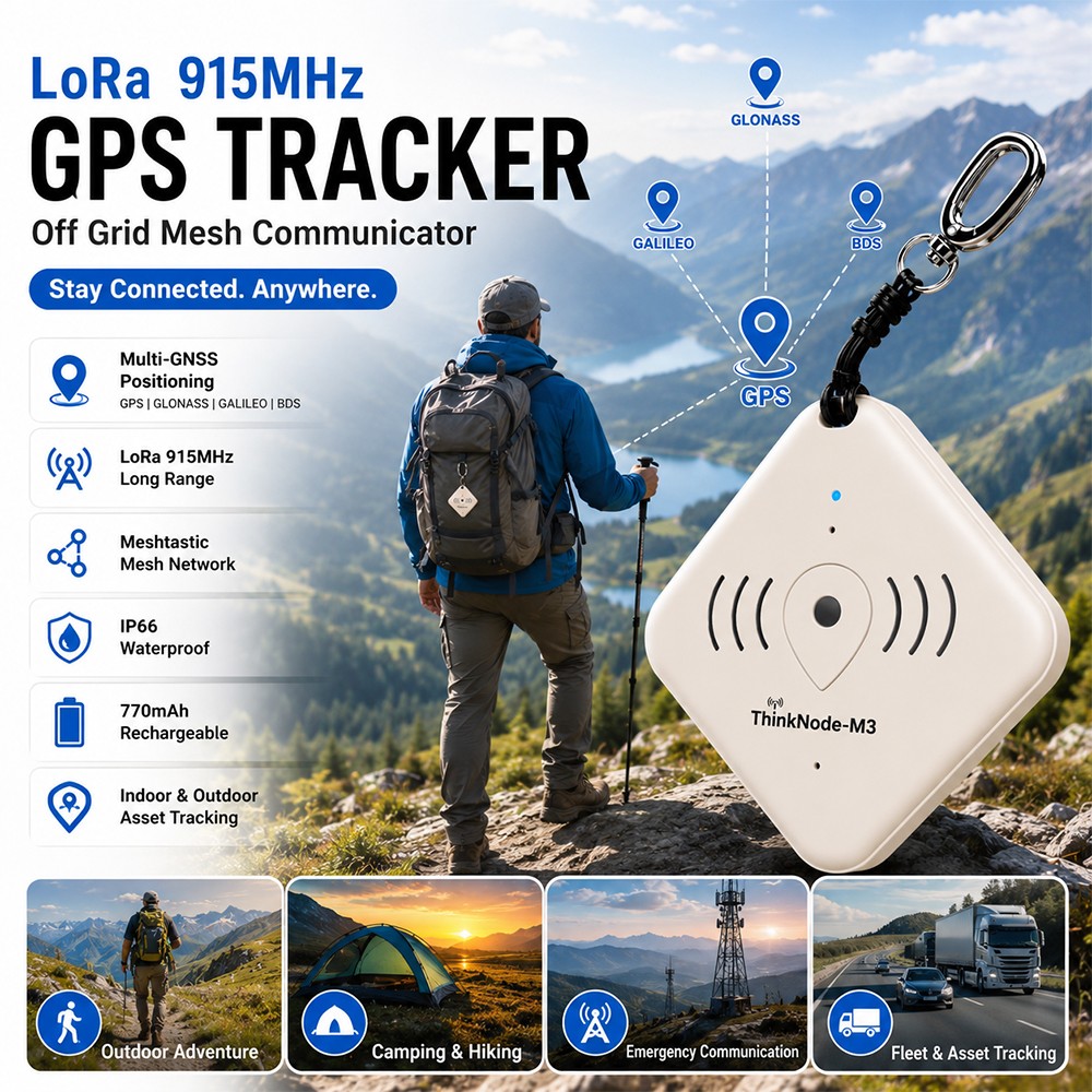 Portable LoRa GPS Tracker 915MHz Meshtastic Mesh Device No Monthly Fee Bluetooth