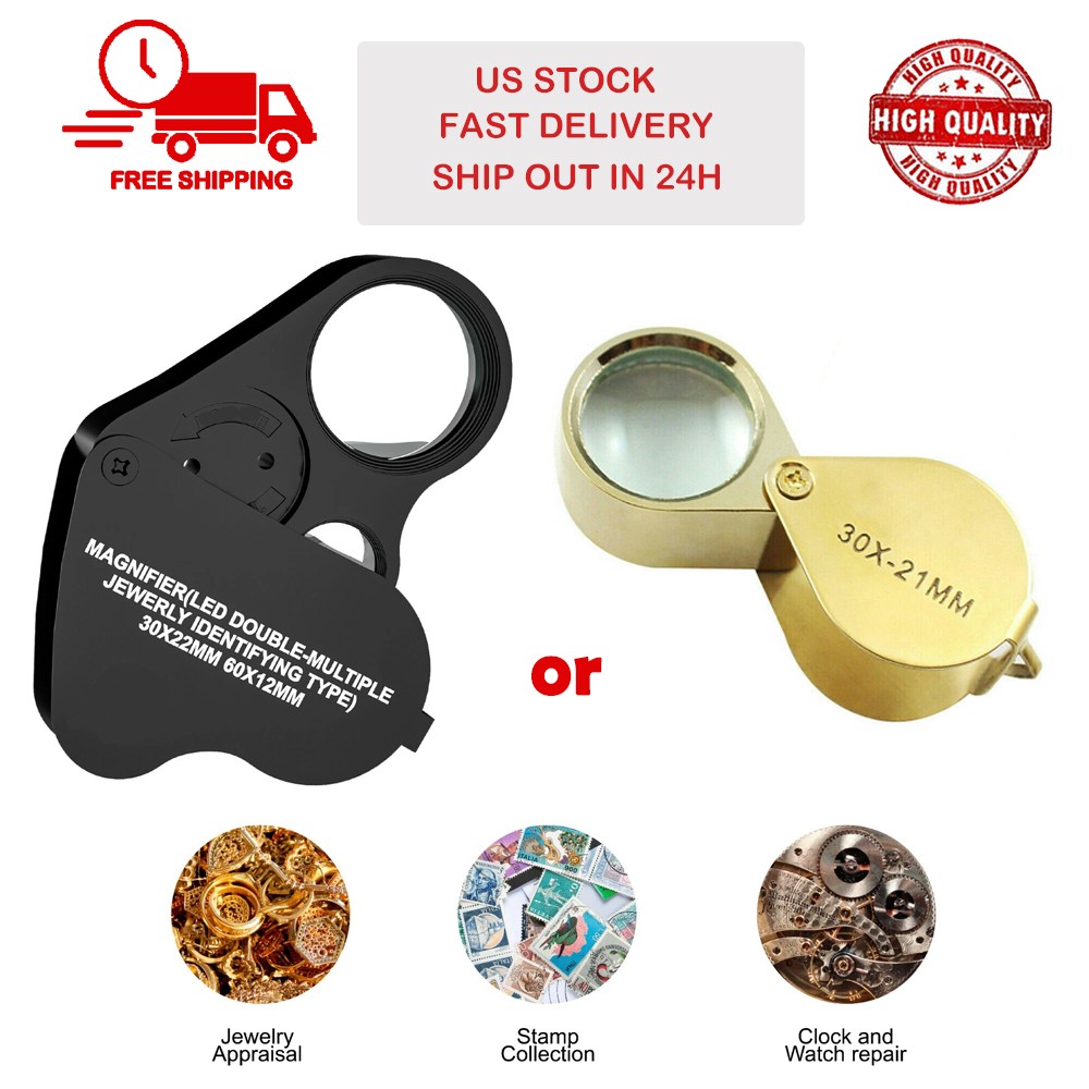 30X 60X Jewelers Loupe Magnifier Jewelry Coin Loop Magnifying Glass Eye Pocket