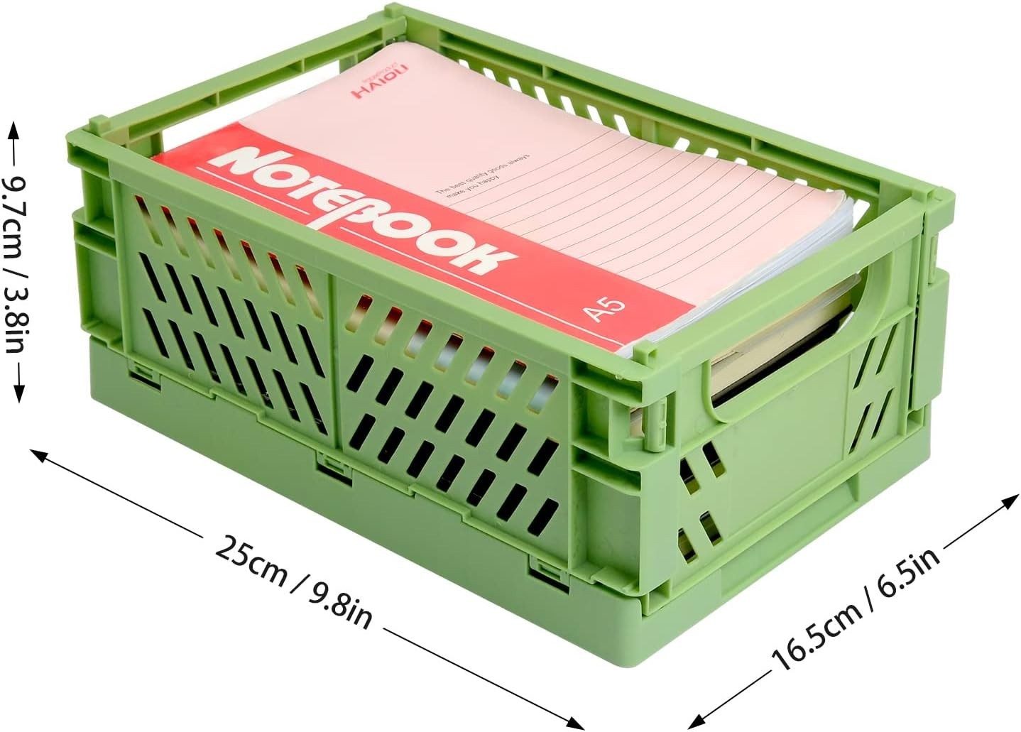 Space-Saving 4 Pack Plastic Folding Crates - Versatile Storage Baskets in Pastel