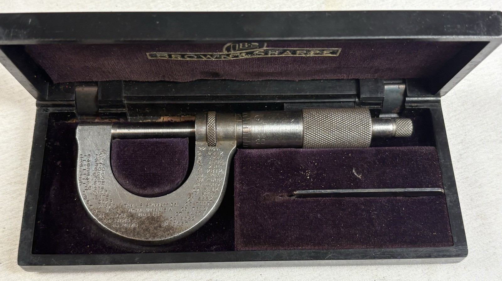 L.S. Starrett No. 113 Precision 1" Outside Micrometer in Padded Case