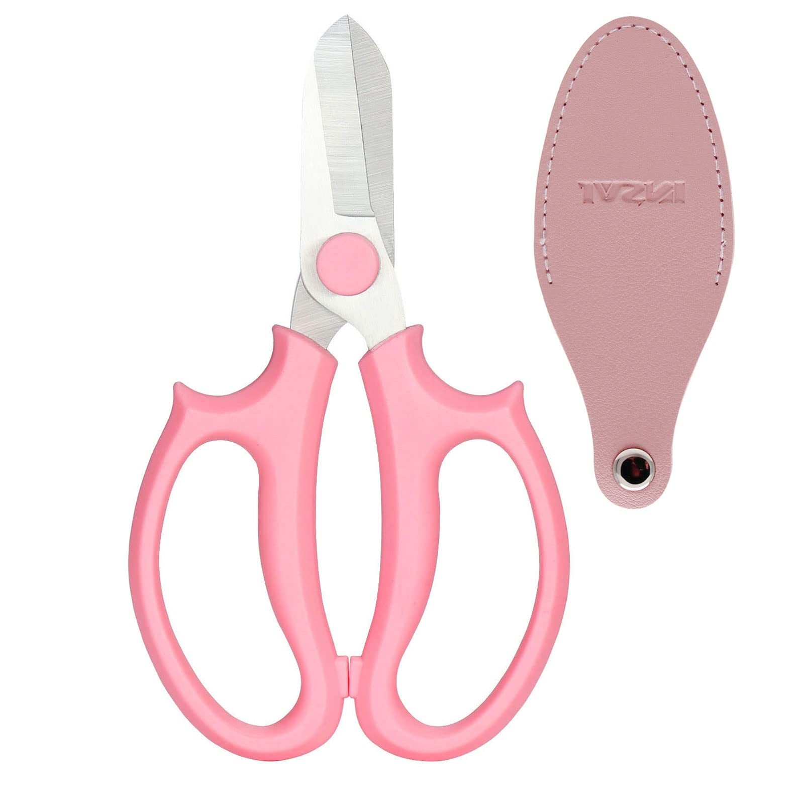 Garden Pruning Shears Scissors with Comfort Grip Handle, Premium Steel Pink