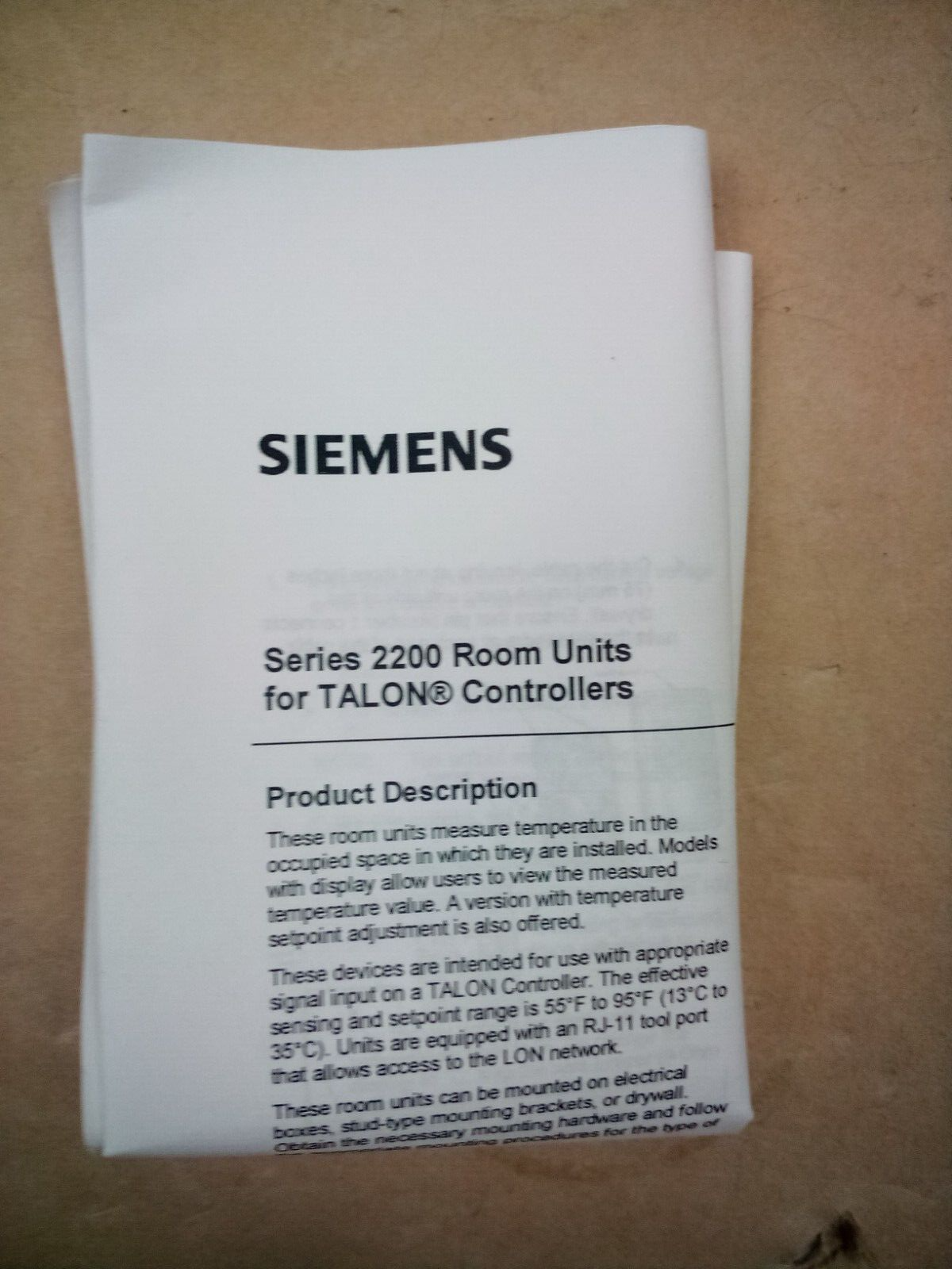Siemens QAA2230.EWSC Room Temp Sensor NIB