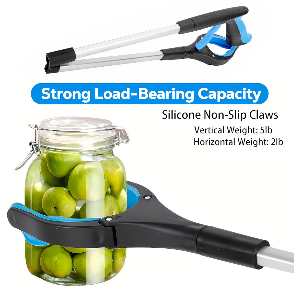 32 " Bule Foldable Grabber Reacher Tool for the elderly, cleaners.