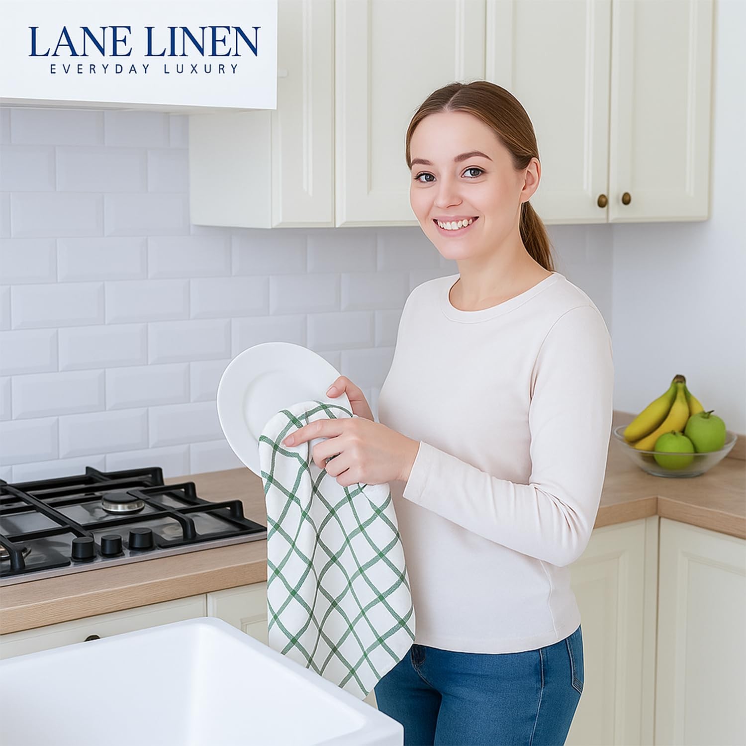 Cotton Kitchen Towels Set, 6Pack – Absorbent, QuickDrying Dish Towels, 18" x ...