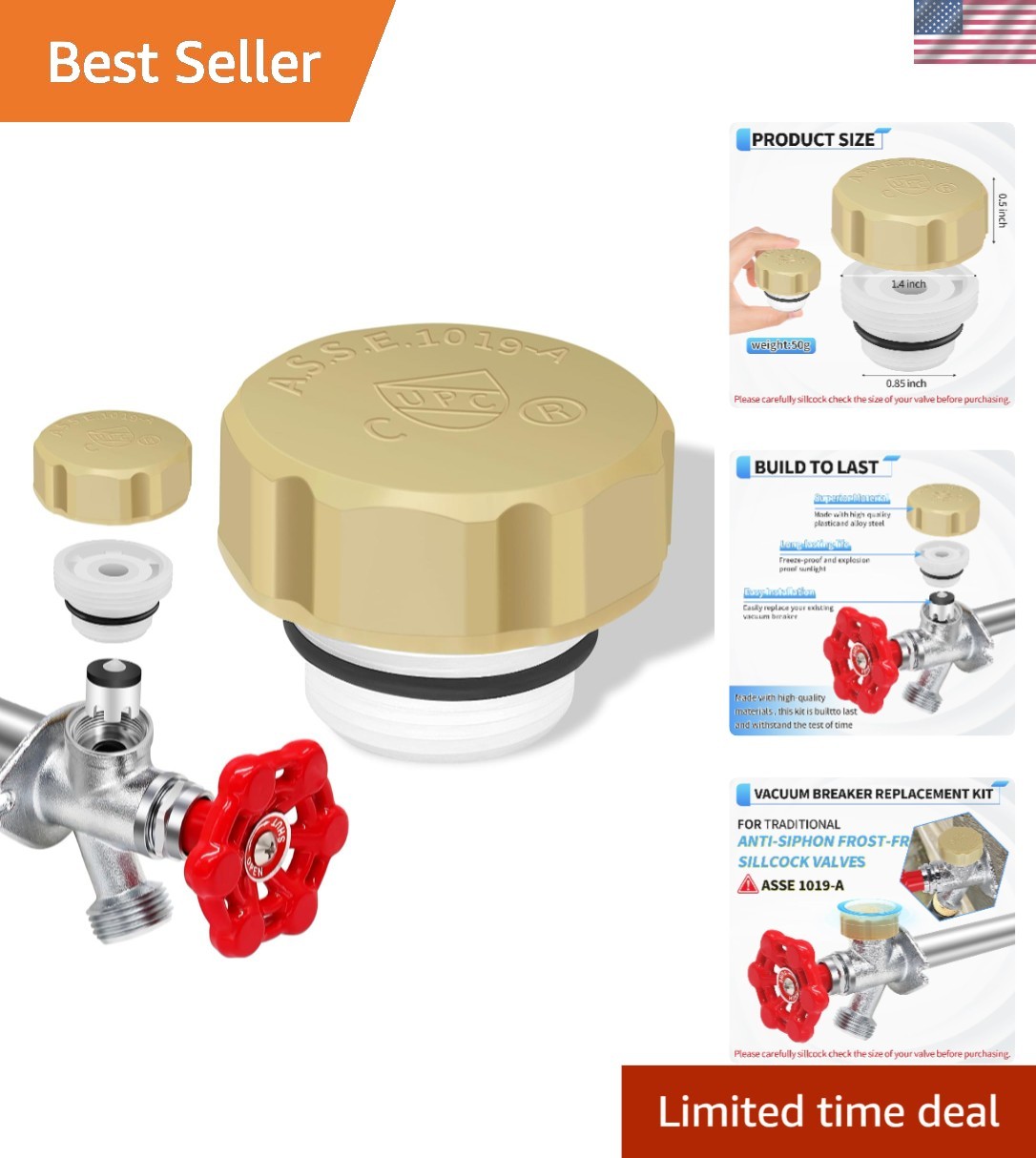 ASSE 1019-A Outdoor Faucet Repair Kit - Vacuum Breaker & Anti-Siphon Protection