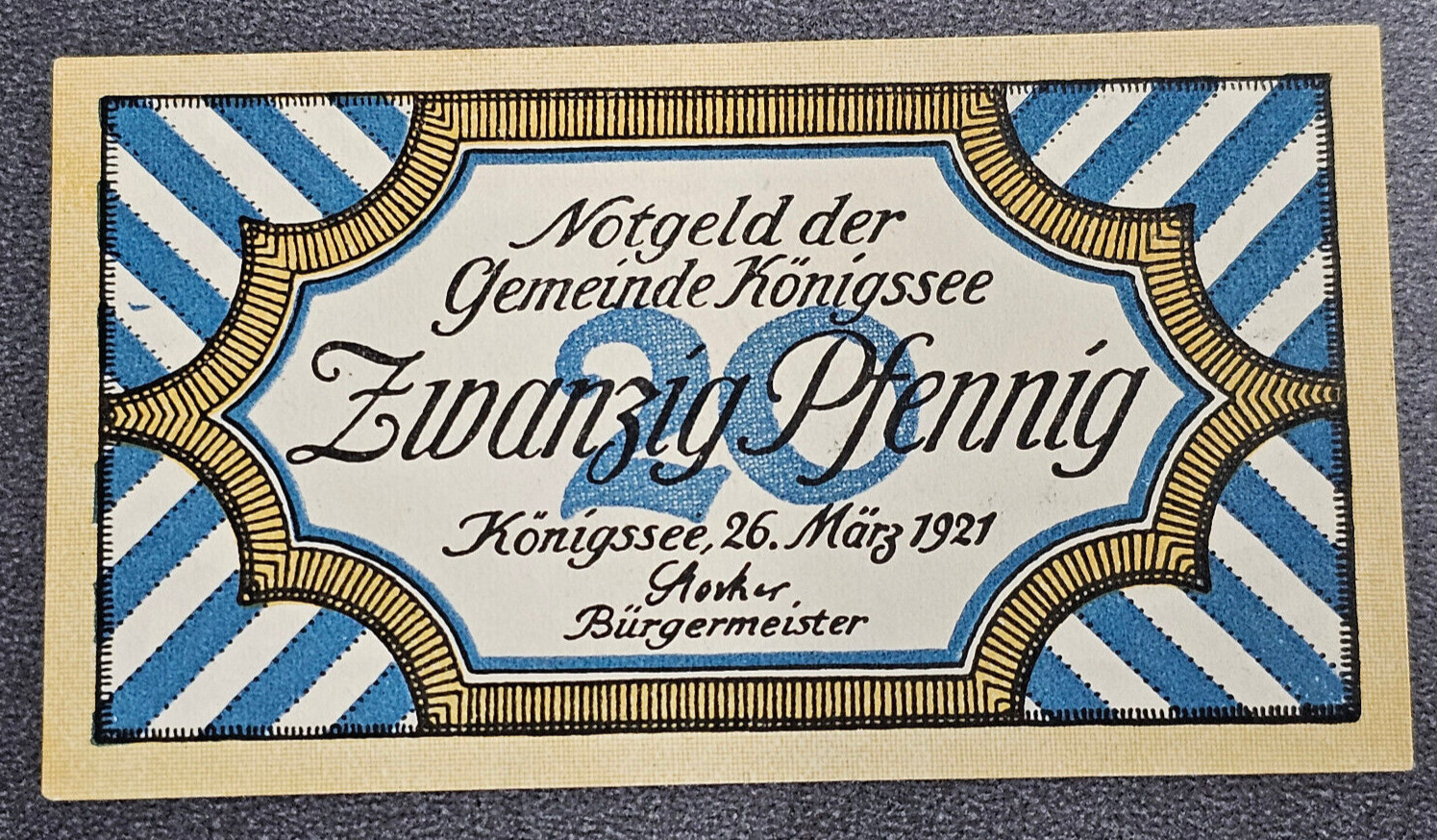 KÖNIGSSEE NOTGELD 20 PFENNIG 1921 EMERGENCY MONEY GERMANY BANKNOTE [🇩🇪34834]