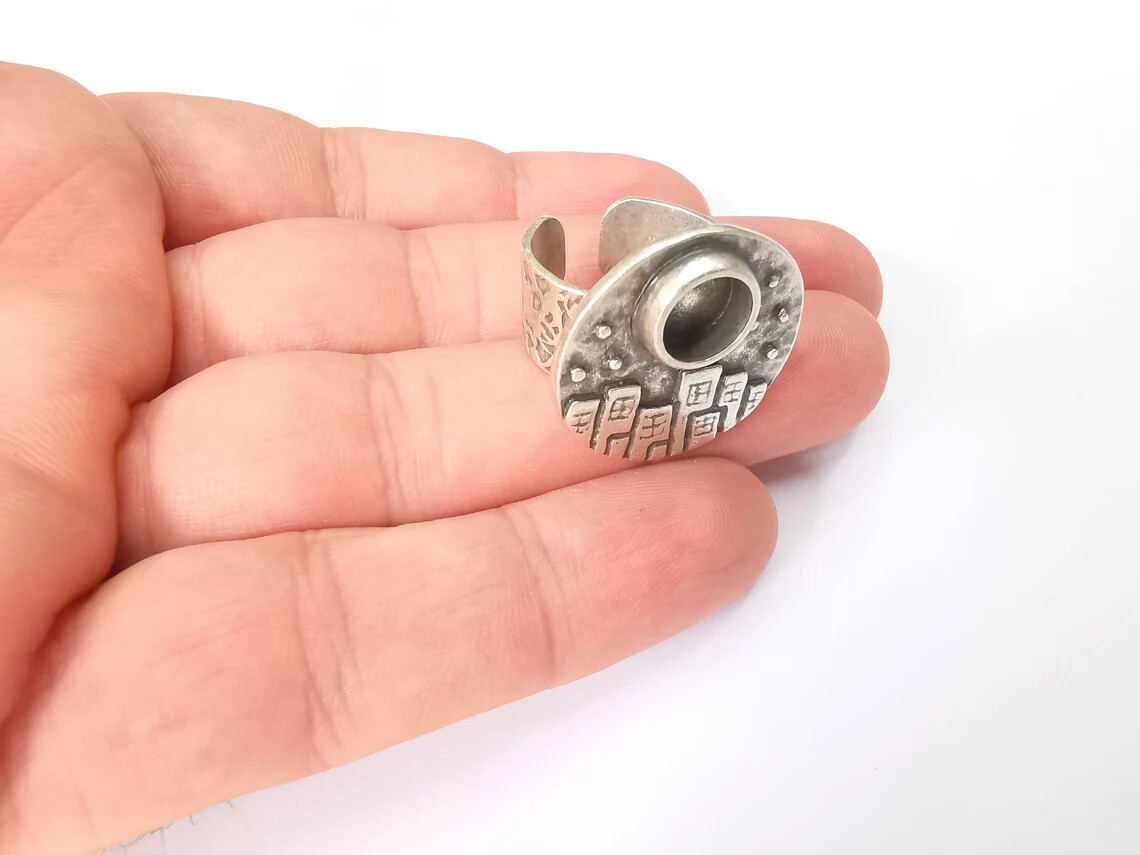 City Ring Blank Setting Cabochon Mounting Adjustable Resin Ring Base Bezels