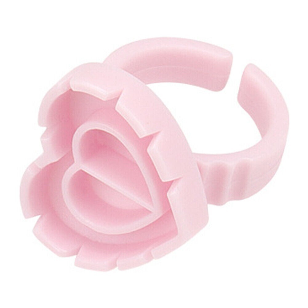 300pcs Heart Eyelash Extension Glue Ring Holder Eyelash Glue Cup (Pink)