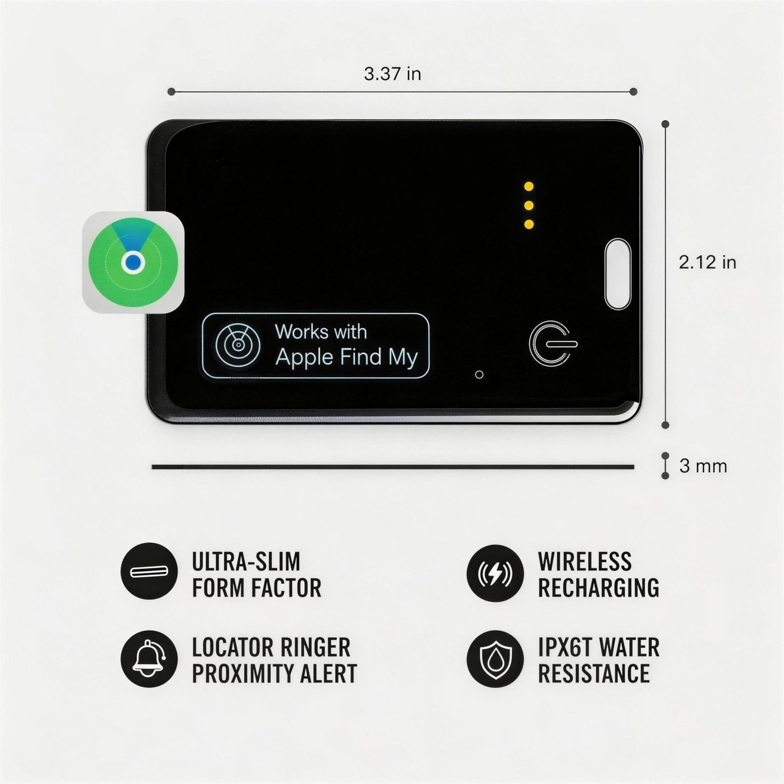 2-Pack Wallet Tracker Card for Apple Find My(iOS Only), Rechargeable Thin Fin...