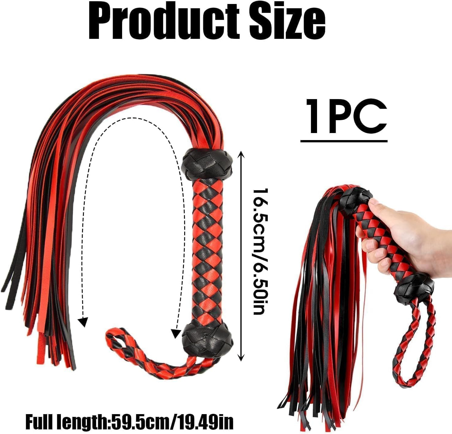 Horse Red Riding Equestrian Crop Whip for Horses Equestrian Faux Leather Whip, T