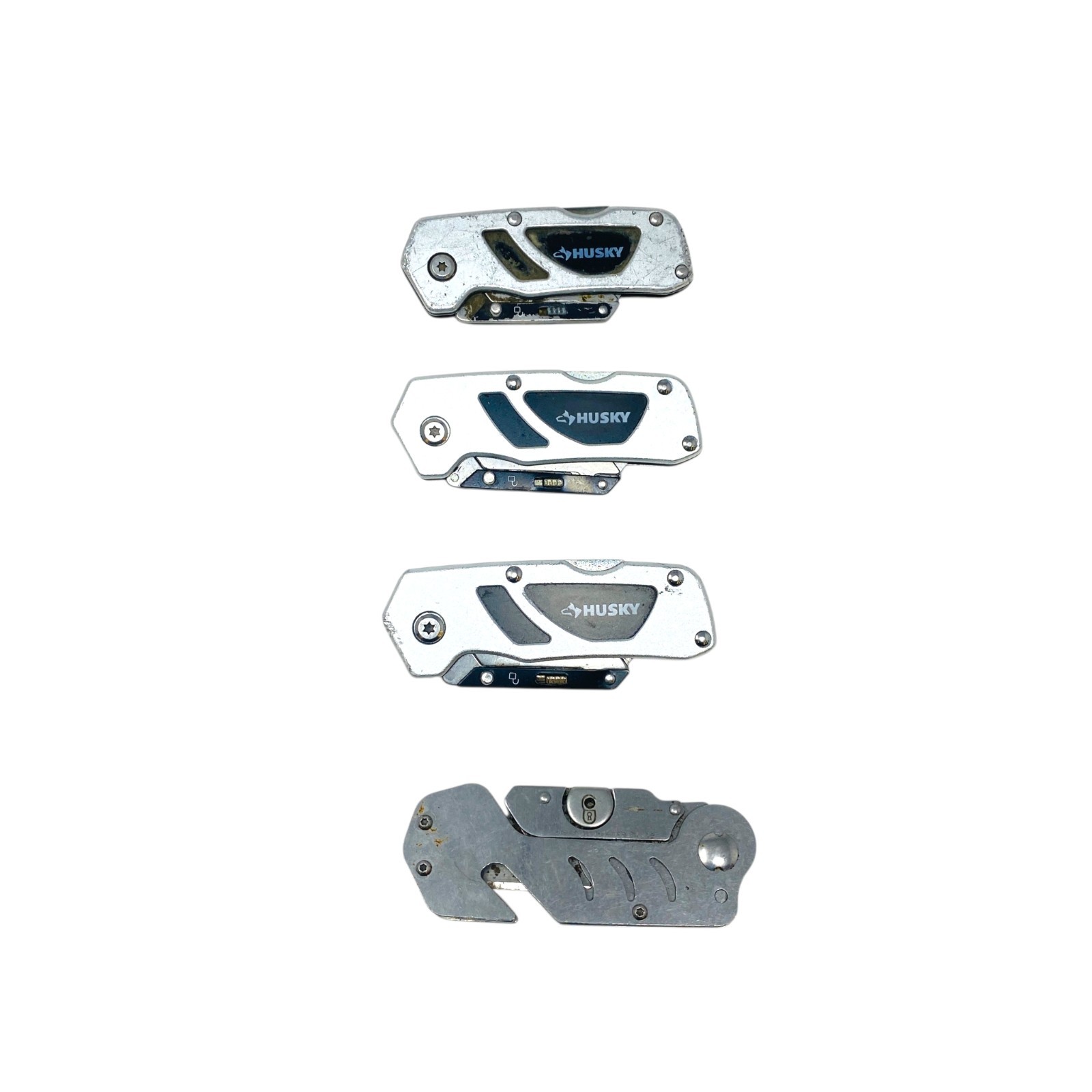 Husky Silver Folding Utility Knife Box Cutter Lot of 4