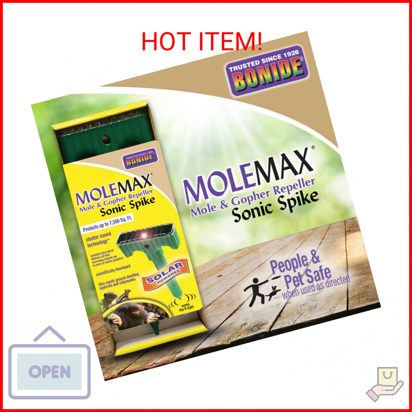 Bonide (BND61121) - Molemax Sonic Spike Repeller, Solar Powered Mole and Gopher