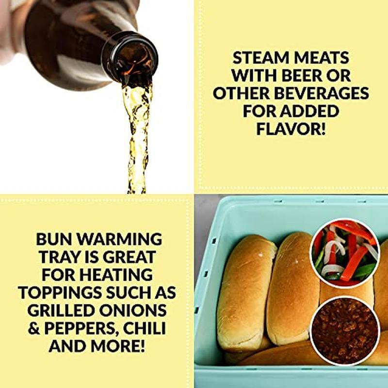 20 Hot Dogs 6 Bun Diner-Style Steamer Cooker Breakfast Sausages Brats Fish Aqua